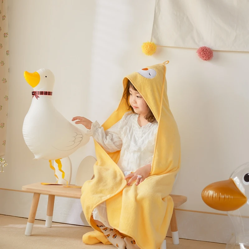 

Kids Hooded Bath Towel Children Elephant Fox 100%Cotton Clock Beach Towel Animal Cape Boys Girls Swimming Wrap Bathrobe Textlile