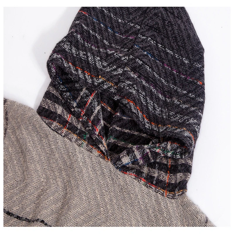 Плащ женский в полоску с капюшоном вязаный пончо рукавами летучая мышь