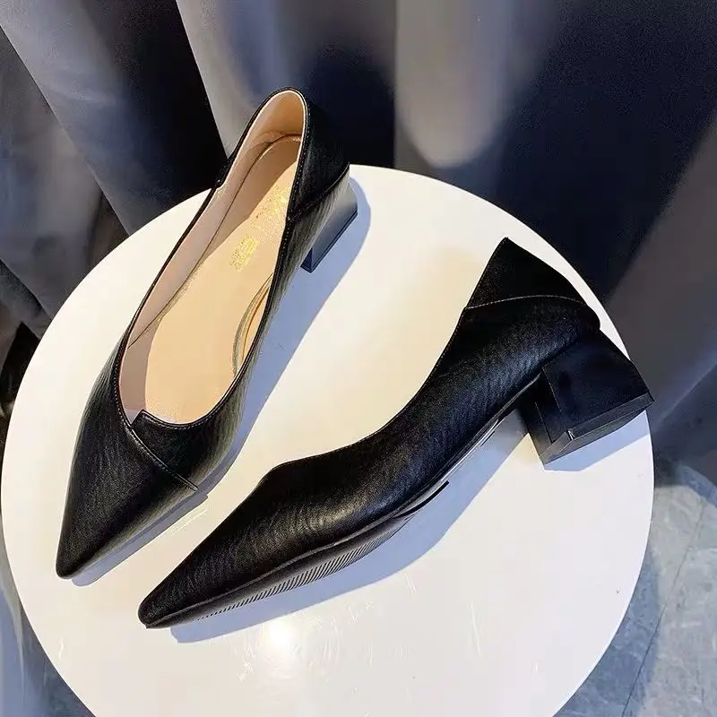 Женская обувь Новинка Сезон весна Женские тонкие туфли с закрытым острым носком