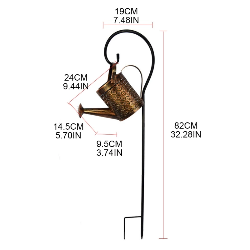 

Wrought Iron Hollow Out Lamp Metal Solar Powered Watering Can Sprinkles Fairy Light LED Outdoor Garden Waterproof Shower Light