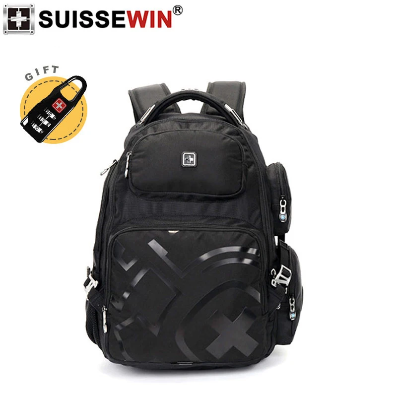 Нейлоновый рюкзак для ноутбука 17 дюймов черный вместительный водонепроницаемый