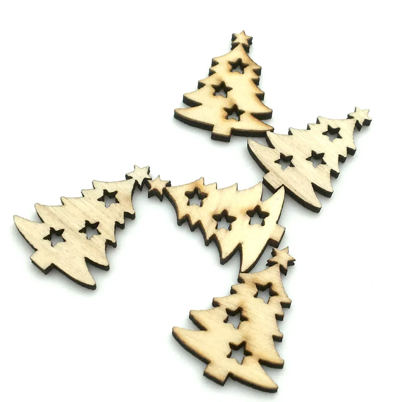50 шт. 29 х21 мм рождественские деревянные гравировки Рождественская елка сделай