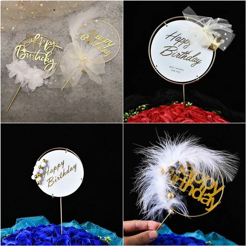 

Wedding Butterfly Yarn Cake Topper Party Birthday Decoration Supplies Crown