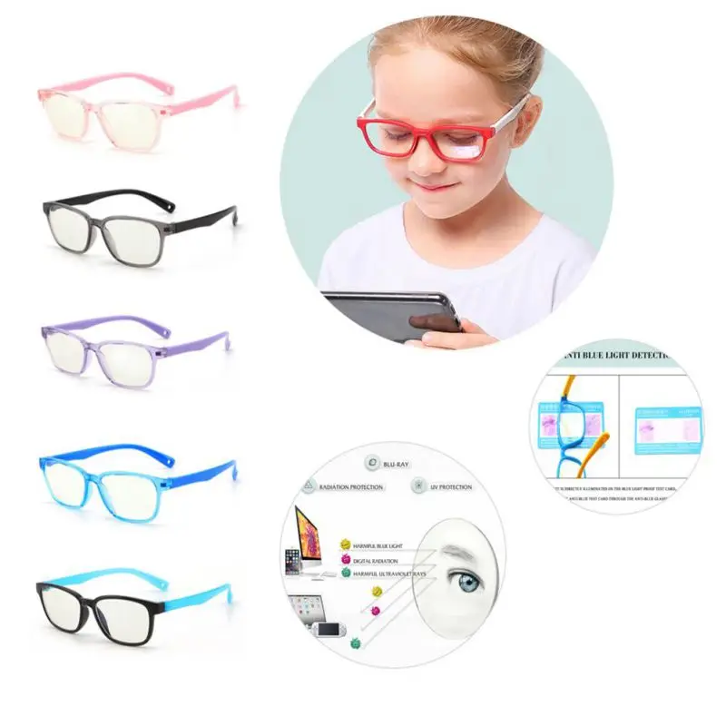 

2PCS/SET Bendable Children Optical Glasses Flexible Safe Eyeglasses Plain Mirror Silicone Anti-blue Light Goggles Eyewear Frame