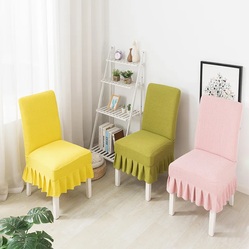 

Thicken Polar fleece Skirt Elastic Chair Covers for Dining Room Wedding Hotel Banquet Decor Stretch Chair Seat Cover 1/2/4/6 Pcs