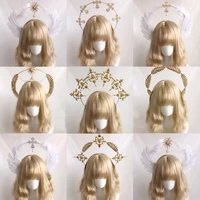 halo crown headpiece gothic lolita kc headdress angel feather wings halo goddess headband headdress accessories