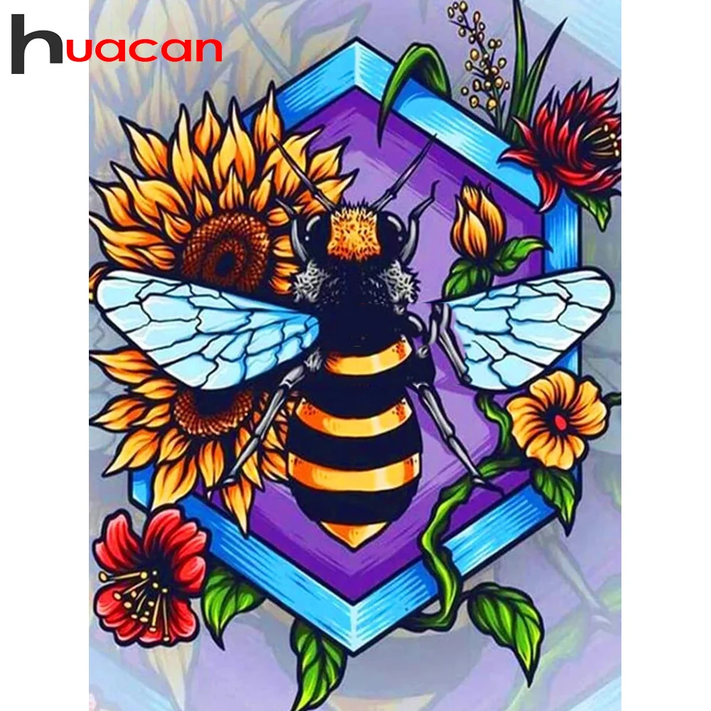 Картина для алмазной вышивки Huacan 5D Новое поступление пчела цветок искусство