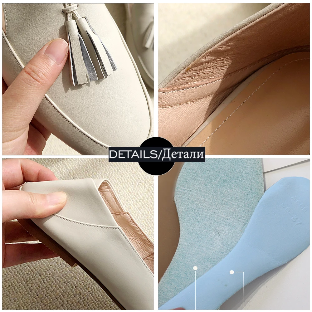 

WETKISS Women Genuine Leather Round Toe Flats Fringe Shoes Women Low Heels Fashion Spring Summer Mules Woman Shoes 2021