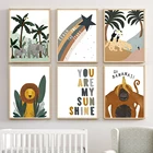 Слон Тукан Фламинго Лев орангутан цитаты скандинавские постеры и принты Настенная картина на холсте настенные картины декор детской комнаты