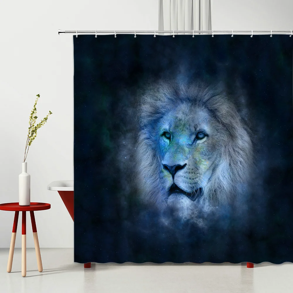 

Wild Animal Bathroom Curtain Decoration Ferocious Lion Set Bathtub Decoration Household Products Polyester Fabric