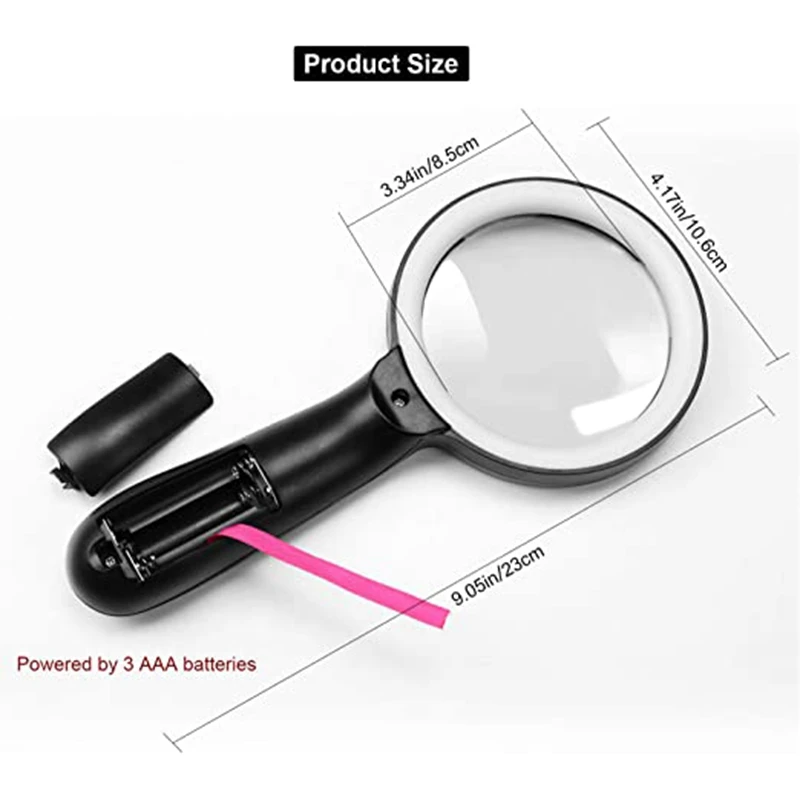 

GTBL 10x LED Illuminated nifying Glass, Suitable for the Elderly to Read Books and Newspapers Without Batteries