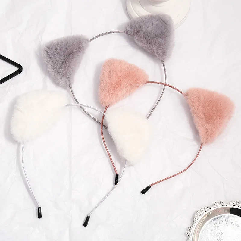 

Plush Hair Headband Cat Ear Headband French Hairpin Girl All Match Headdress Fall Winter