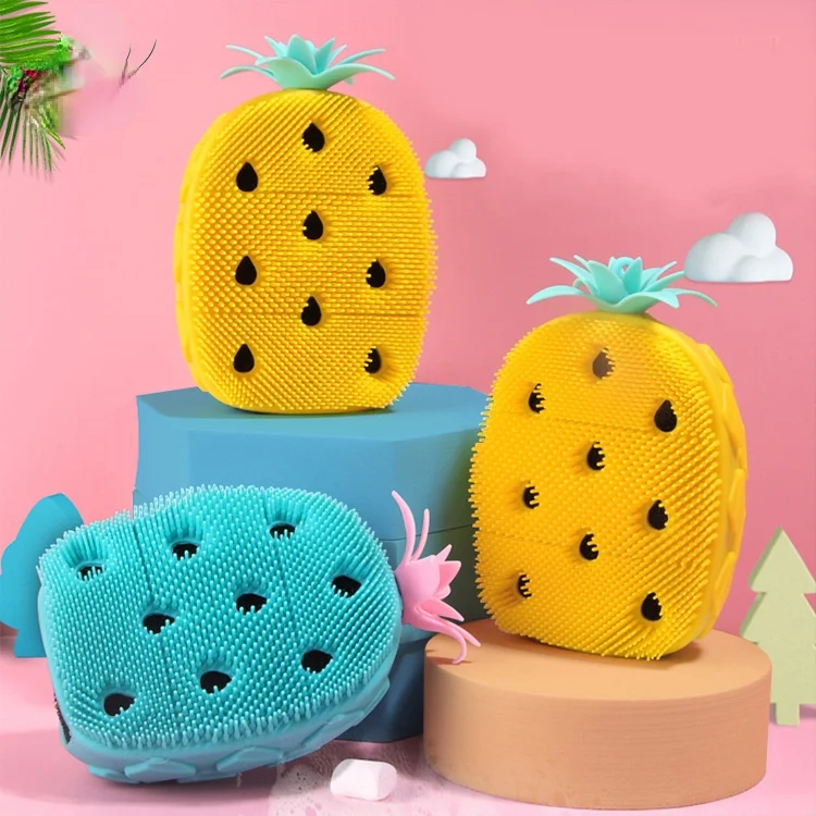 Силиконовая щетка для ванны с ананасом детская губка мягкая Массажная