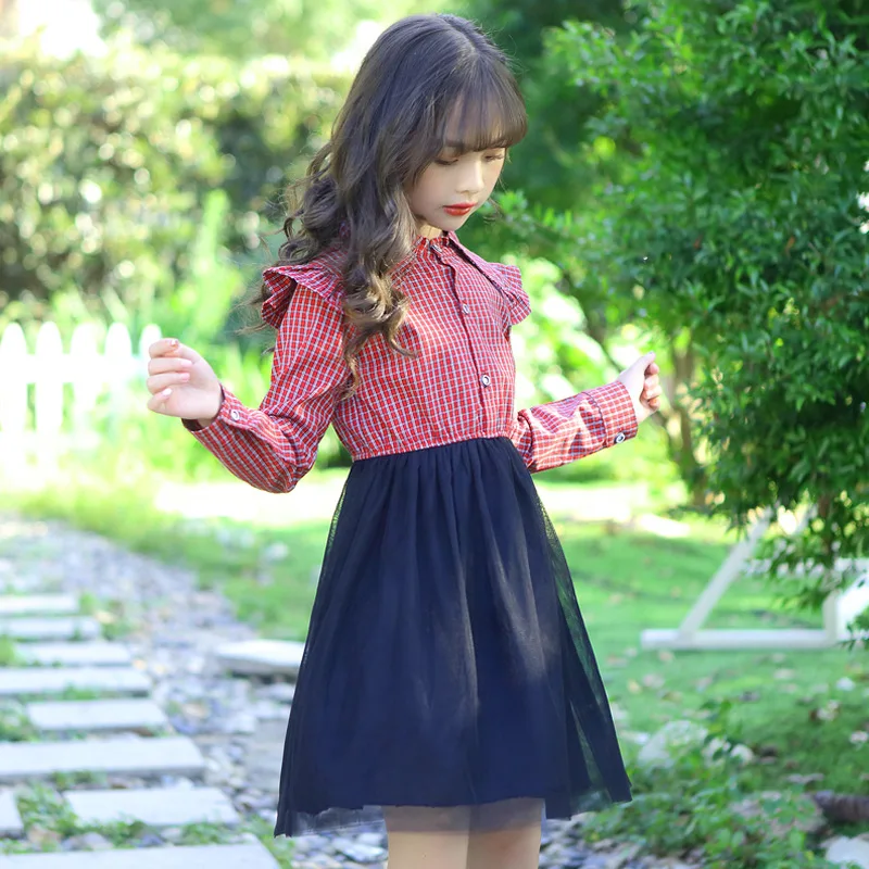 

3-10Y little girls plaid dress 2020 spring autumn kids dresses for girl cotton long sleeve princess dress cute children clothes