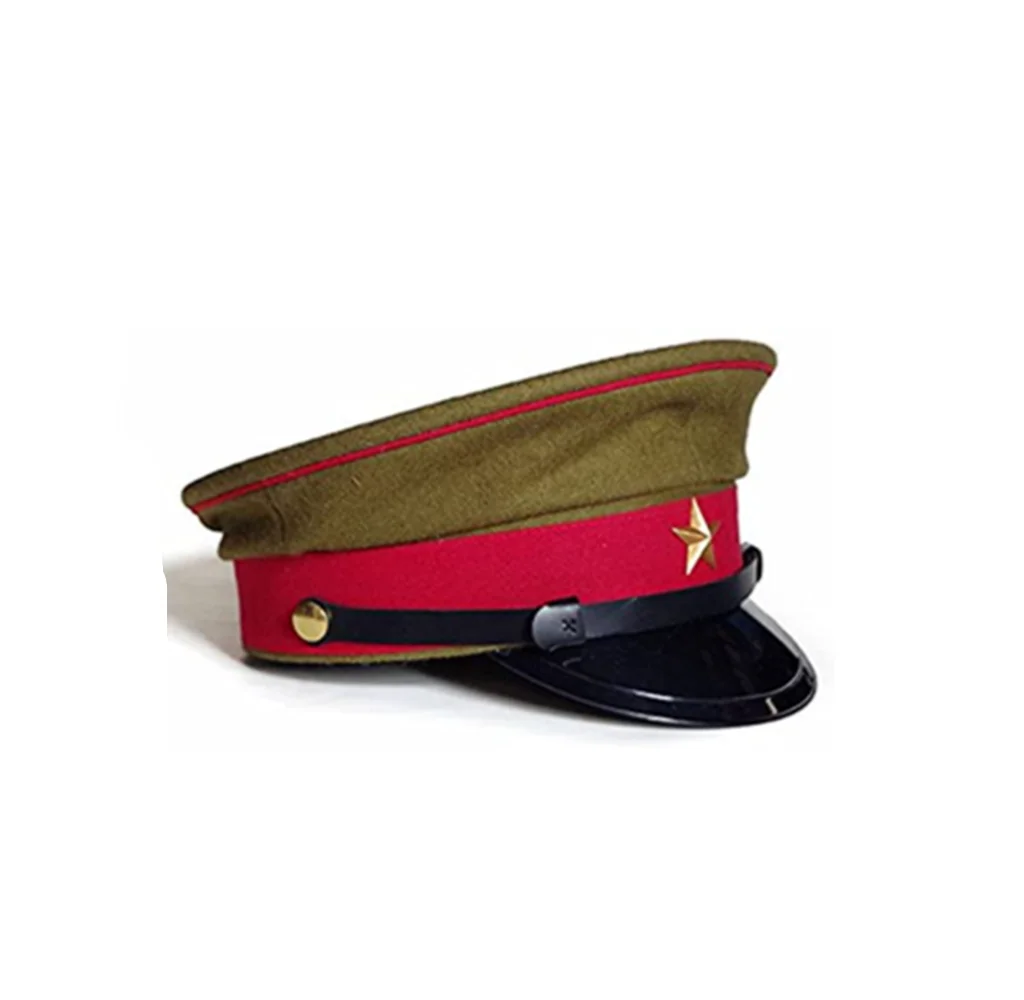 JAP Army  Woolen  Cap WW2 WWII Replica Wide Brim Hat  Light Brown Sports Headdress Vintage Dicer Headgear Male Star
