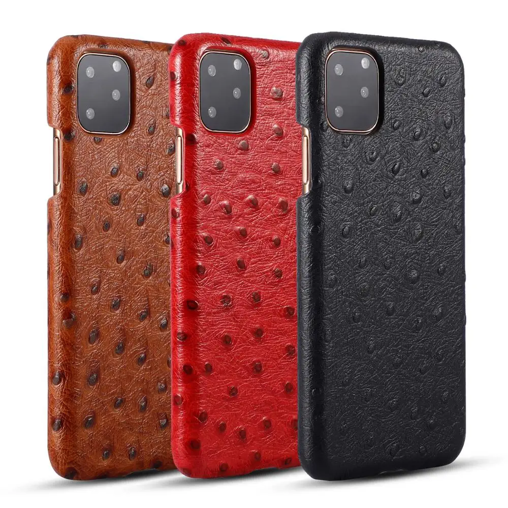 Роскошный чехол для телефона из натуральной кожи iPhone 11 Pro Max X Xr Xs 3D Страусиная