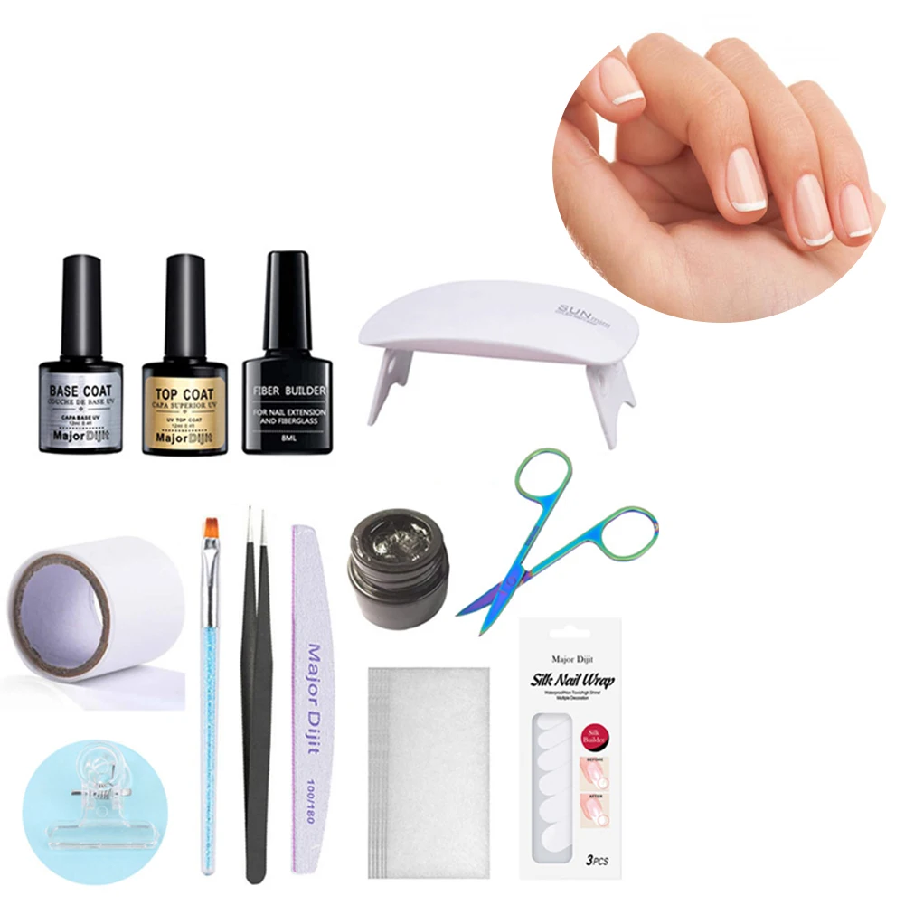 Quick Manicure Tool Wrap UV Gel Salon Tweezer Professional Art Acrylic Tips Polish Fibreglass Nail Extension Kit File LED Lamp | Красота и