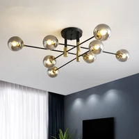 led ceiling chandelier restaurant chandelier decorative ball chandelier nordic dining table round glass ball black chandelier