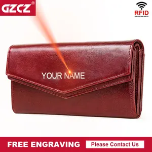 GZCZ Rfid, Модный женский клатч, кожаные кошельки, длинный стильный многофункциональный кошелек, портмоне с зажимом для телефона, удобный паспорт