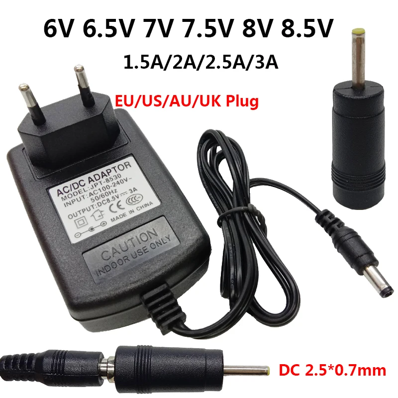 Adaptador de corriente Universal, de 6V fuente de alimentación, 6,5 V, 7V,...