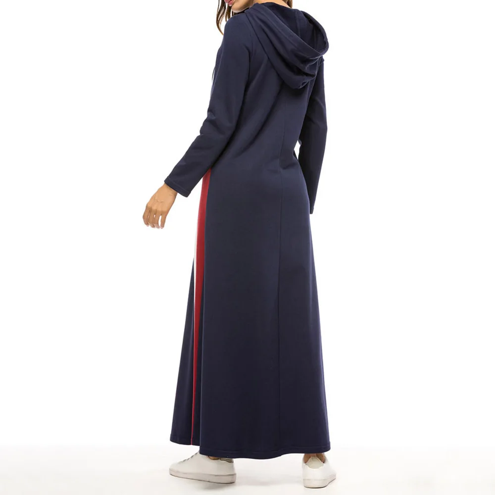 

Women Oversized Long Hooded Hoodies Muslim Female Plus Size Color Block Casual Warm Fashion New Patchwork Hoodie Office Lady