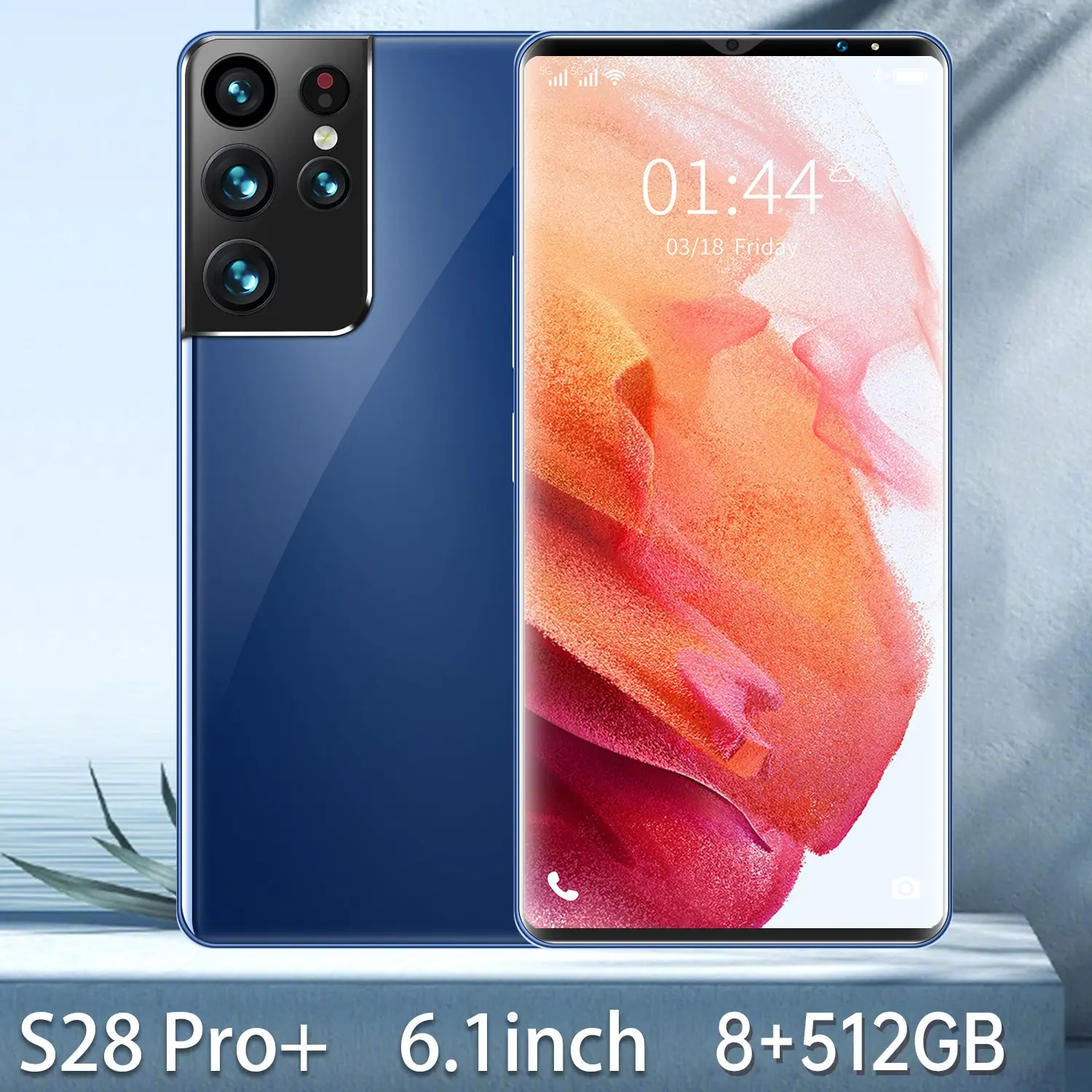 

S28 Pro+ 8 + 512gb Andriod 11 32 64mp Face Unlock Deca Core Smartphones 6.1 Inch 6000mah Sim Double + Micro Sd Cell Phone