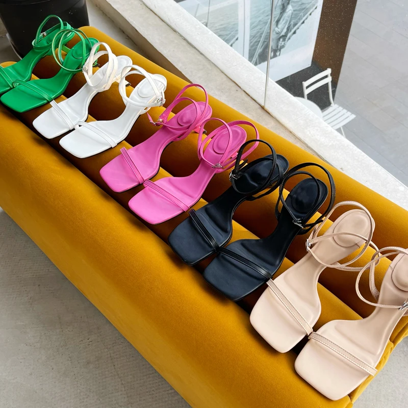 Eilyken/Модные женские босоножки с квадратным носком Римские сандалии на тонком