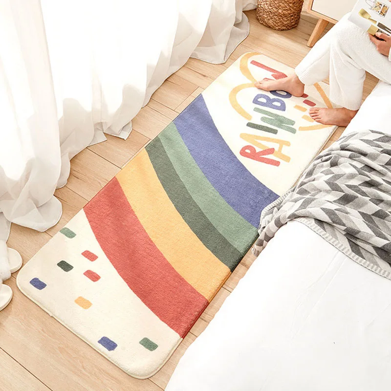 

Cute Cartoon Carpet Soft Anti-slip Living Room Carpets Home Decoration Rainbow Printed Kids Room Rugs Entrance Doormat