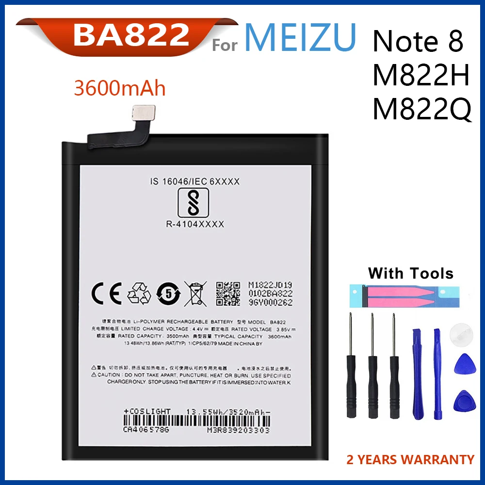

100% Оригинальный 3600 мАч BA822 Новый аккумулятор для Meizu Note 8 Note8 M822H/M822Q батареи для телефона с инструментами + номер для отслеживания