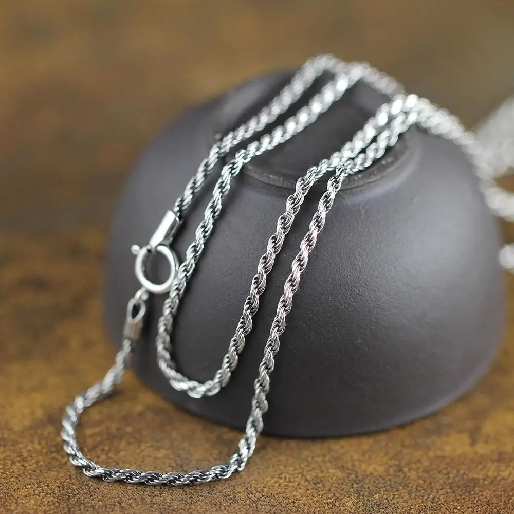 100% Настоящее чистое 925 пробы Серебряное ожерелье для мужчин итальянская цепочка