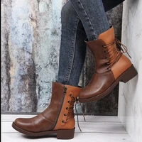 2021 autumn and winter short boots european and american fashion new round head belt buckle thick heel martin boots women large