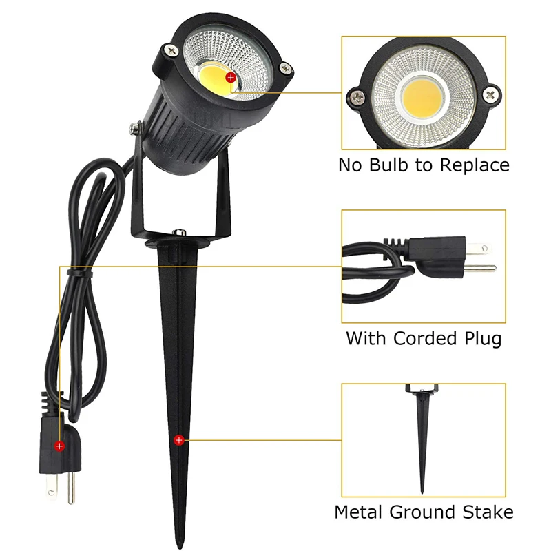 Outdoor Landscape LED Lighting 9W Waterproof Garden Lights COB Led Spotlights with Spiked Stand for Lawn Decorative Lamp EU Plug | Освещение