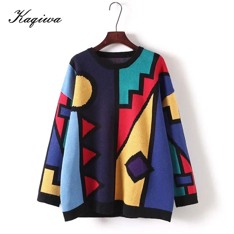 Зимние модные сексуальные женские свитера винтажный Свободный пуловер