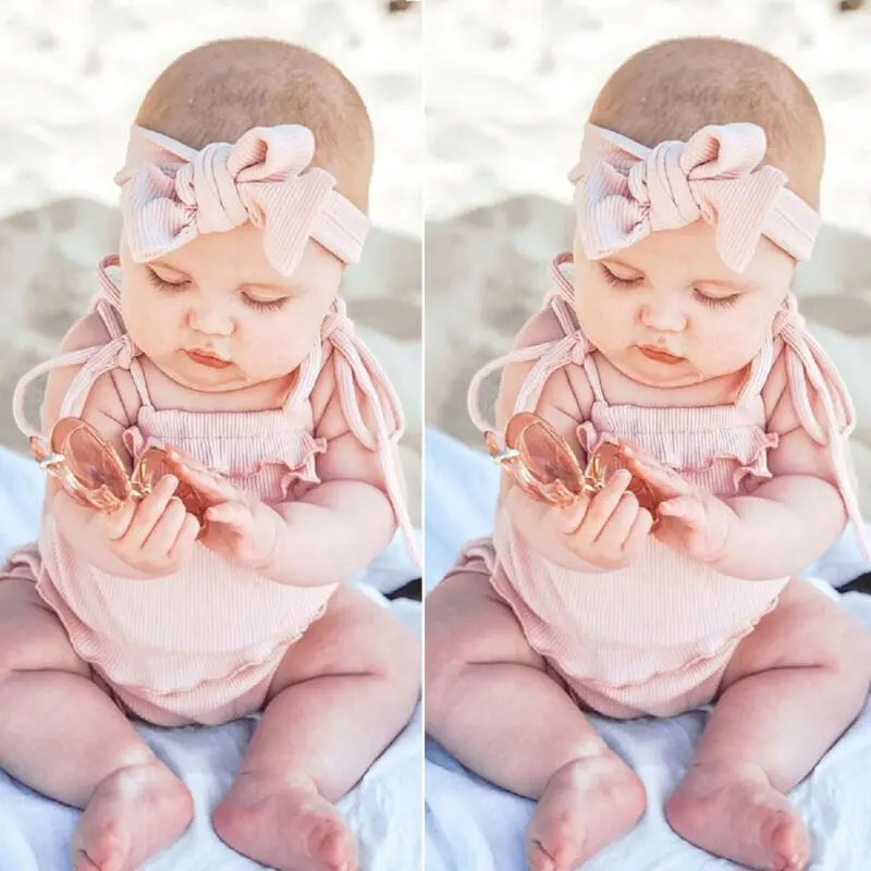 2020 Милая Летняя трикотажная одежда для новорожденных девочек из 3 предметов