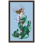 Набор для вышивки крестом в стиле чеканки мечты русалки, ткань аида, 18 карат, 14 карат, 11 карат, небесно-голубая парусина, хлопковая нить, Набор для вышивки бисером