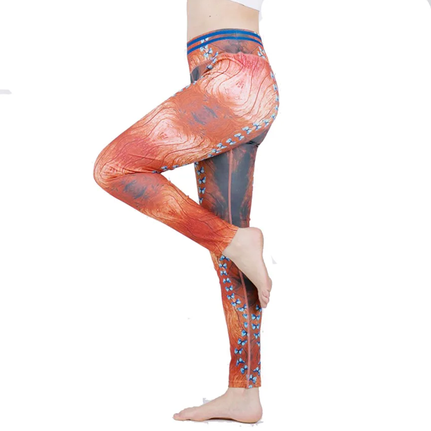 Леггинсы для фитнеса с высокой талией эффектом пуш-ап йоги принтом крыльев