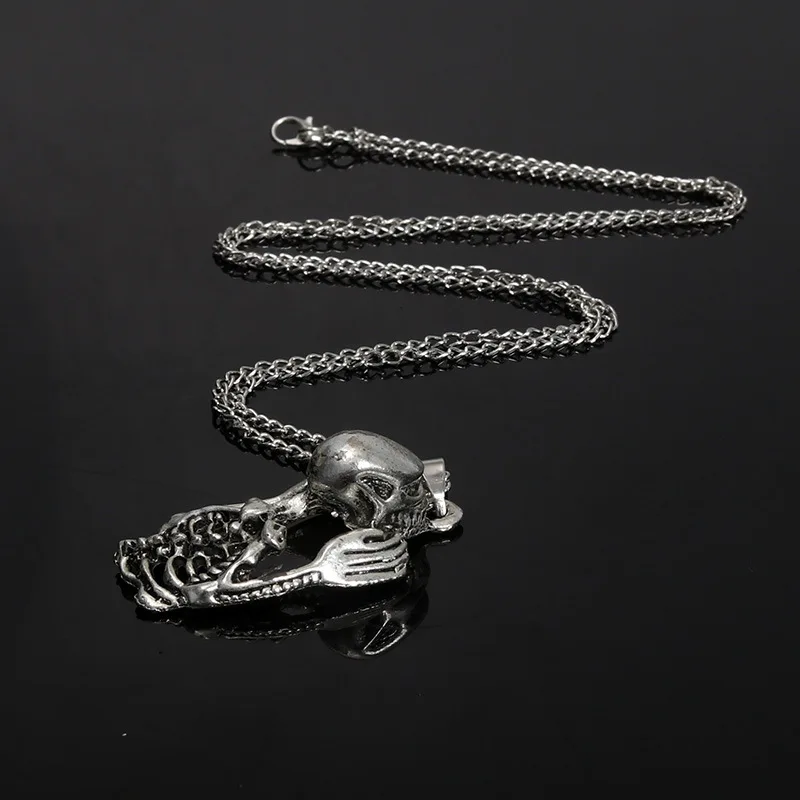 Череп скелета в стиле панк Мужская подвеска металлические цепи хип-хоп стиль