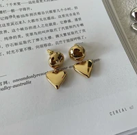 brass with 18k gold ball heart earrings women jewelry party boho t show gown runway rare korean japan trendy stuning ins