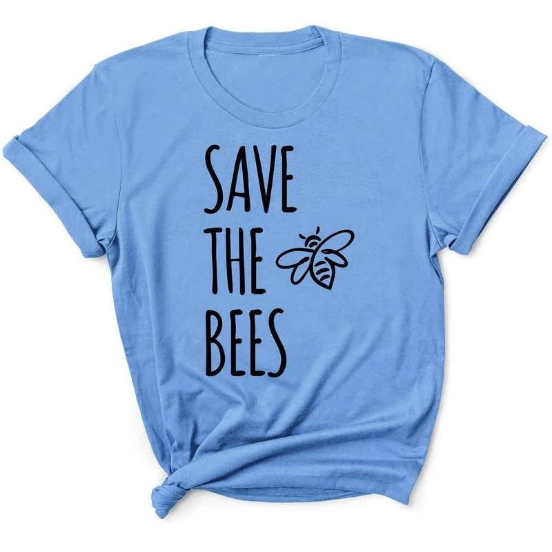 

Save The Bees Printed Women T Shirts Cute Animal Graphic T-shirts Oversized Cotton Tops Girls Clothes Help More Bees Tshirt Drop