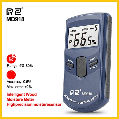 RZ Индуктивный для дерева Timber гидрометр для измерения влажности детектор влажности древесины цифровой измеритель влажности для древесины 4 ~ 80% MD918-RZ