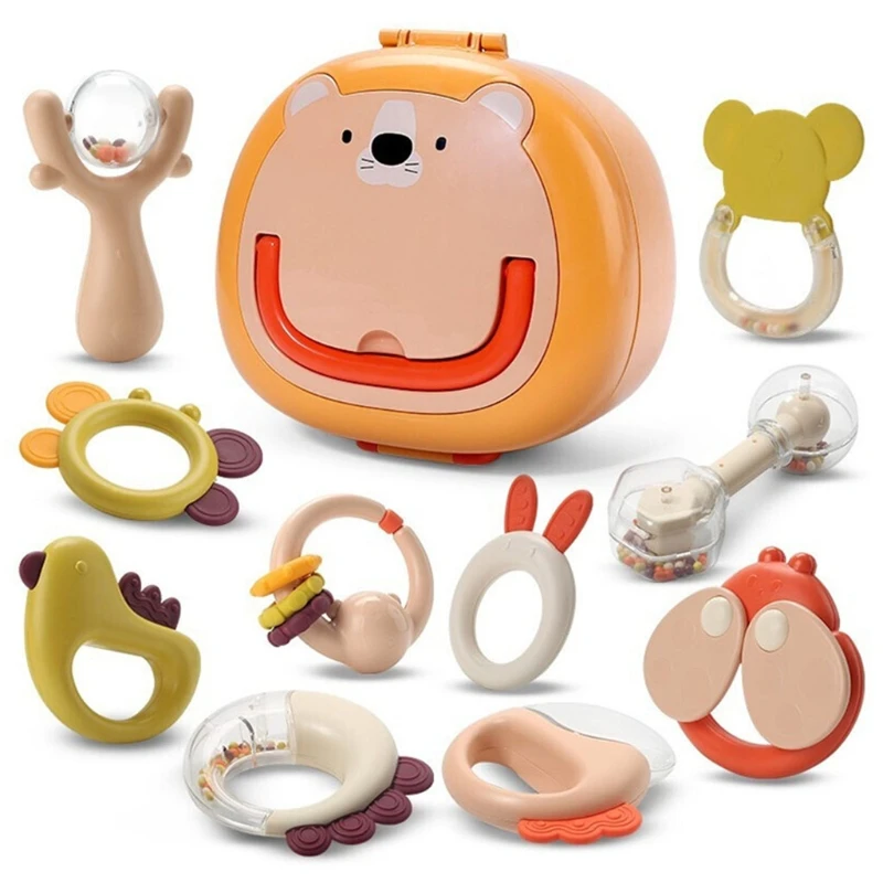 

Full of Childlike Environmental Protection Teether 10 Pieces Mixing Color Animal Teething Ring Baby Set from 0 3 6 9 12 Baby