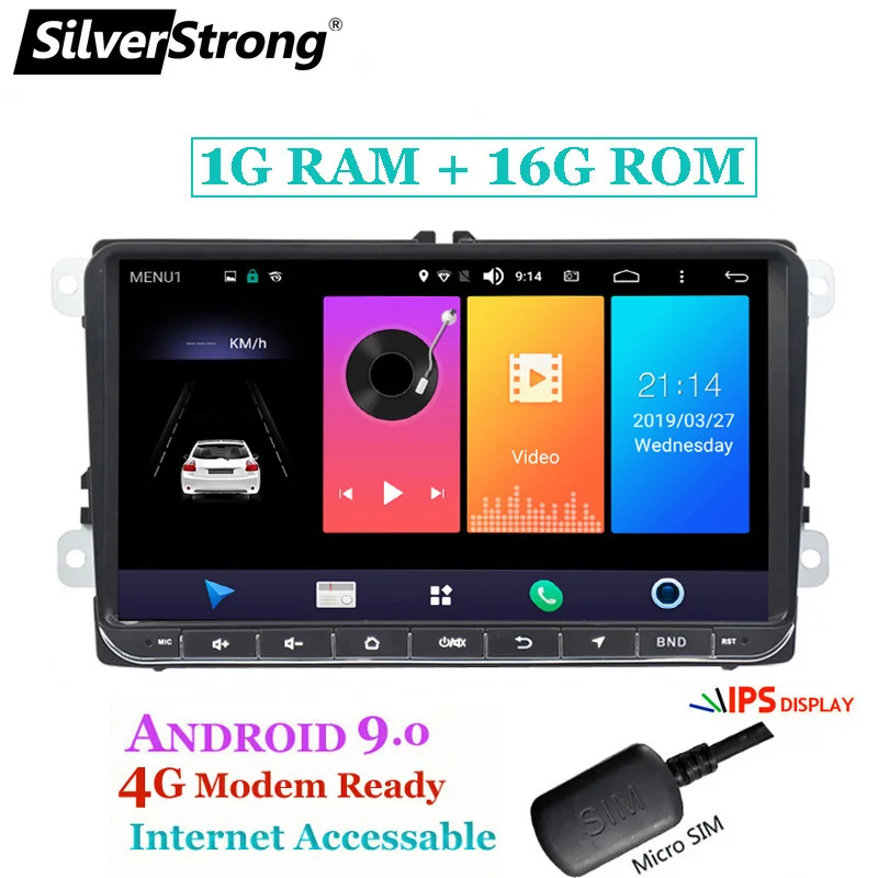 902BM3 1G16G SilverStrong Android9.0 ips 4G модем автомобильный 2Din радио gps для VolksWagen Tiguan Golf MK6 MK5 опционально DSP TPMS DVR - Цвет: 902BM3 1G16G