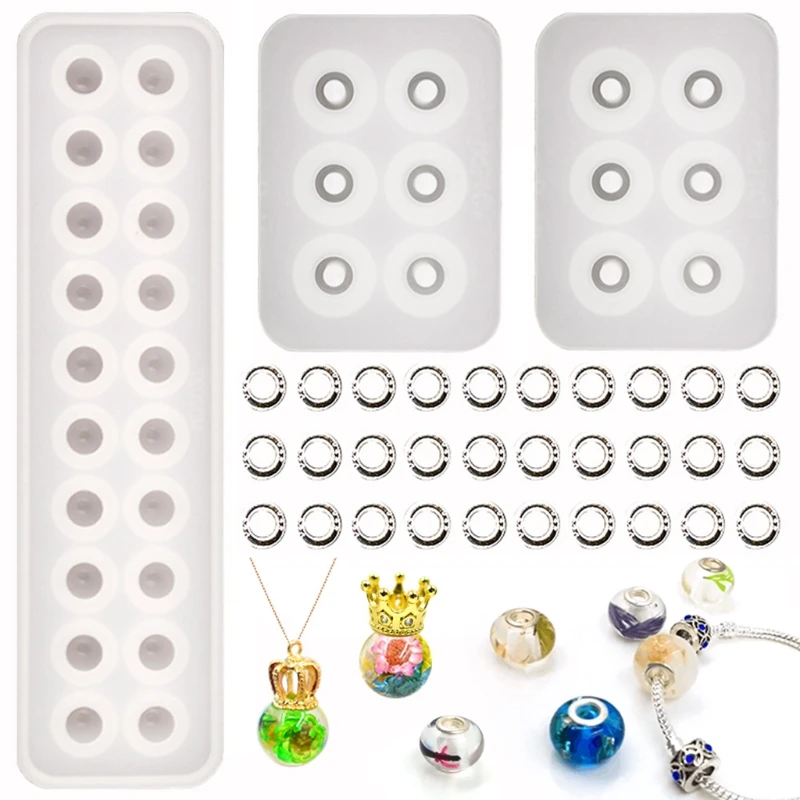 

Flower Cambodia DIY Crystal Epoxy Flat Ball Bracelet Mold Package Package Dried Flower Jewelry Pendant Silicone Mold
