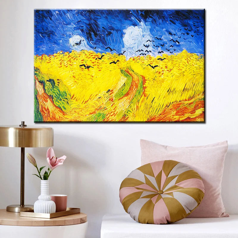 Картина с воронами на стене картина ван гога сывороточное поле настенные