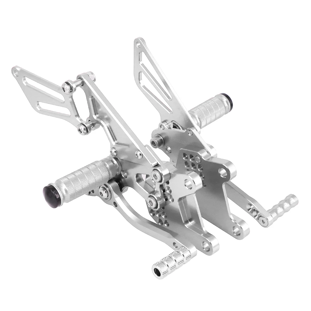 CNC мотоциклетные регулируемые штифты для заготовки педали для KAWASAKI ZX10R ZX-10R ZX 10R 2006 2007 2008 2009 2010 - Цвет: Серебристый