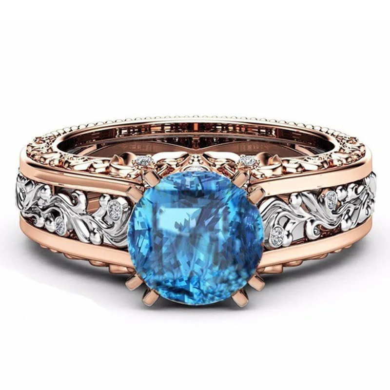 

Milangirl Luxury Flower Ring For Women With 10mm Round Cut Cubic Zirconia Romantic Wedding Engagement Rings Jewelry #5-11Size