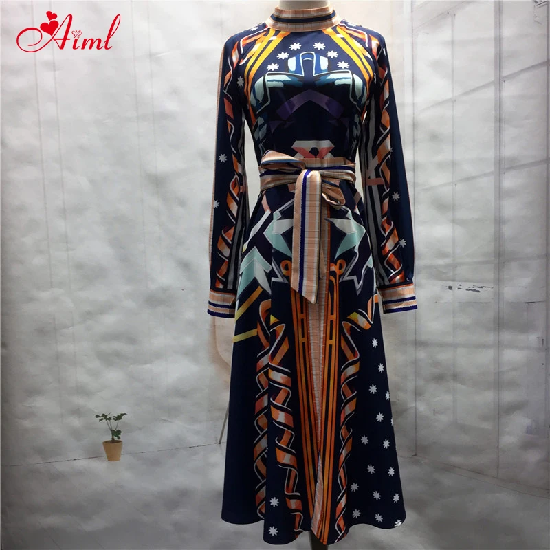 Дизайнерское женское платье 2020 модное весенне летнее миди с длинным рукавом и