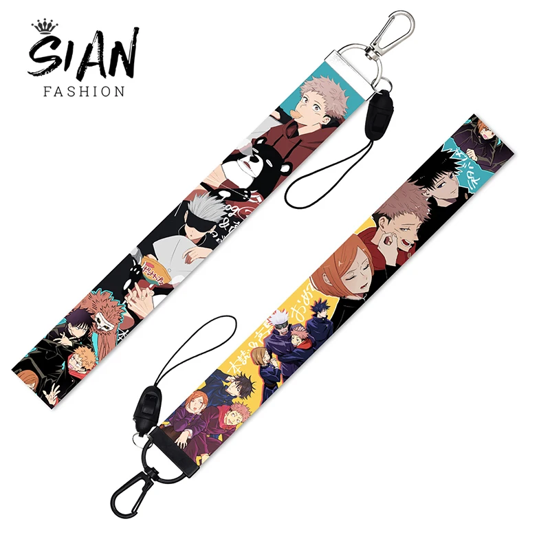 

Anime Jujutsu Kaisen Ribbon Lanyards Keychain Holder Cartoon Figures Straps KeyHooks Mobile Phone Hand Rope Keycord Jewelry Gift