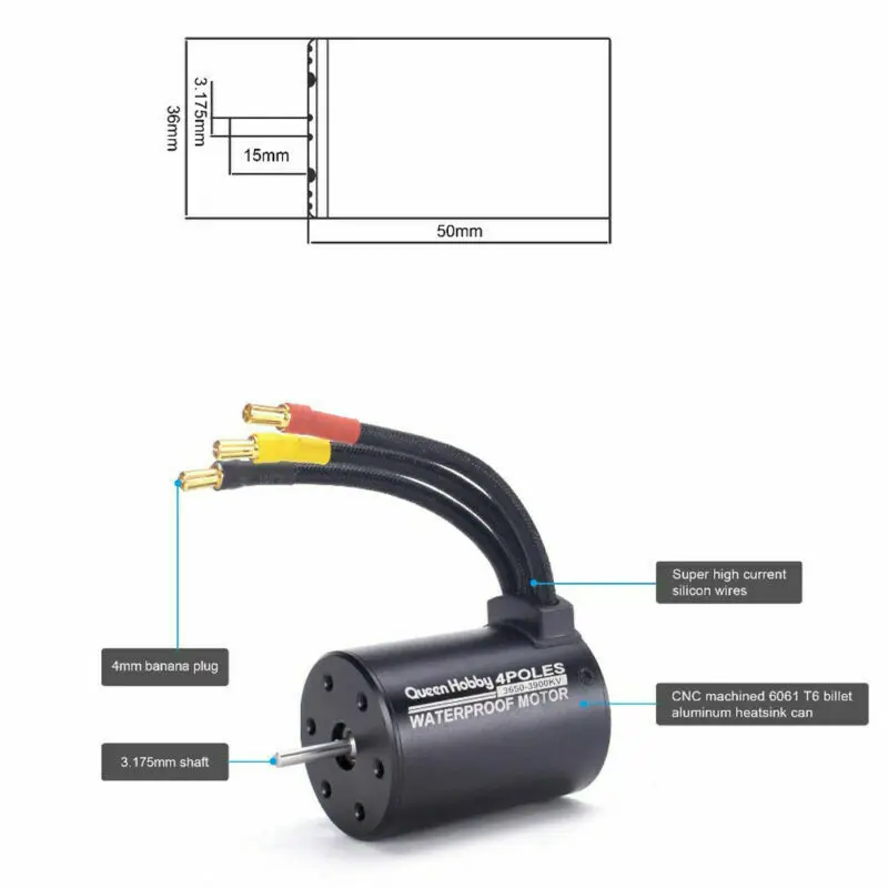 Карточка программирования бесщеточного двигателя 60A ESC 3650 3900KV для 1/10