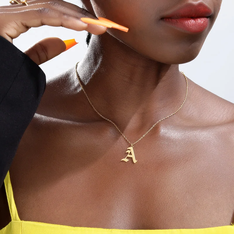 Старинное ожерелье с буквами из нержавеющей стали золотистого цвета Старое